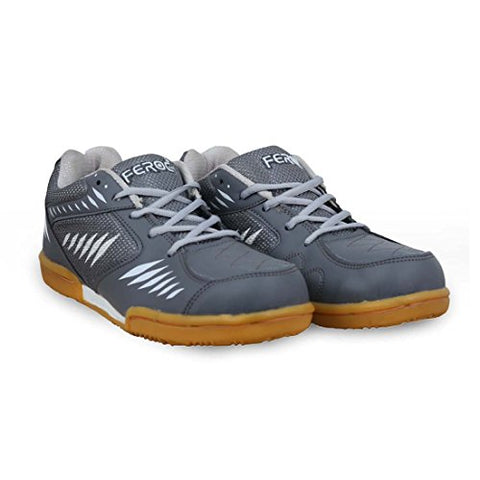 Image of FEROC Men's Yellow, Grey Badminton Shoes - 8
