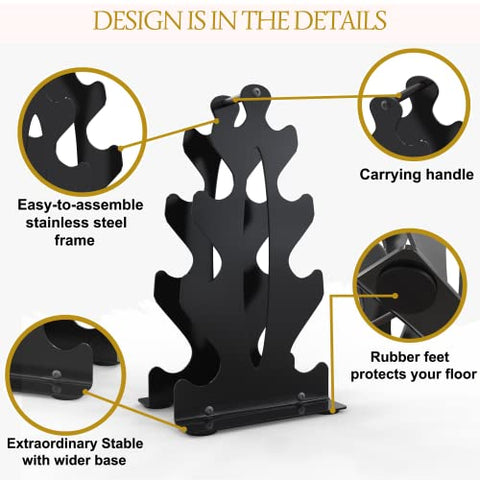 Image of Compact Steel Dumbbell Rack, Stand Only, 4 Tier Weight Rack for Dumbbells Weighing Up To 15 lb Each - 14.60 Inches Tall by 7.90 Inches Wide Dumbbell Storage Rack for Home gym