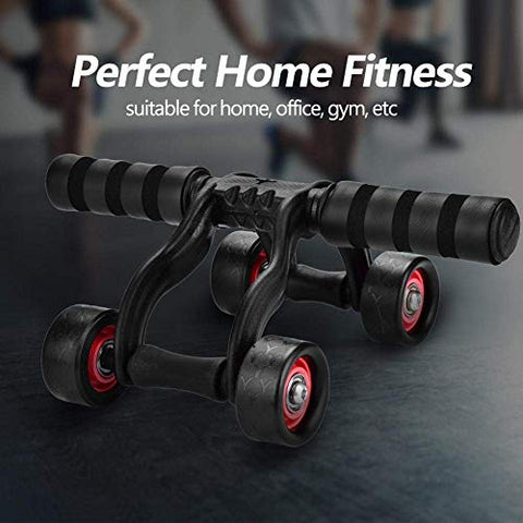 Image of Wazdorf Anti Skid Double Wheel Total Body AB Roller Exerciser for Abdominal Stomach Exercise Training with Knee Mat Steel Handle, Roller for Exercise, Excersice Roller (4 Wheel Roller)