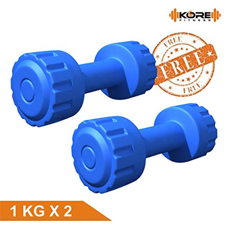 Image of Kore PVC 50 Kg Combo 343 With PVC Dumbbells Home Gym Kit, Multicolour