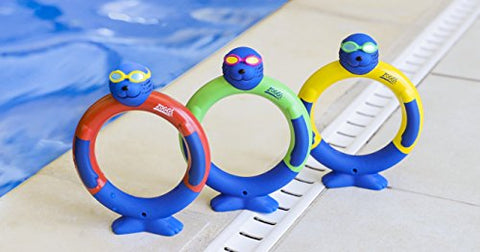 Image of Zoggs Kids Dive Rings Water Confidence Toy, Blue/Yellow/Red/Green