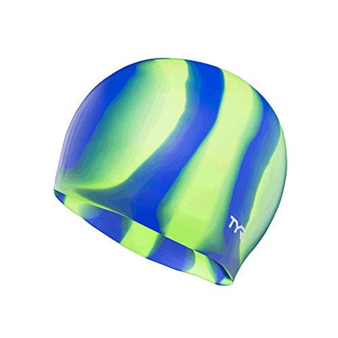 Image of TYR Multi Color Silicone Swim Cap (Green/Blue)