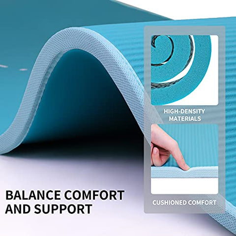 Image of NBR Yoga Mat 1830×660×10 mm - GREEN PROIRON Pilates Mat Edge Protection Non-Slip Yoga Mat Exercise Extra Thick Foam Mat Fitness Workout Mats Home Gym with Carrying Strap