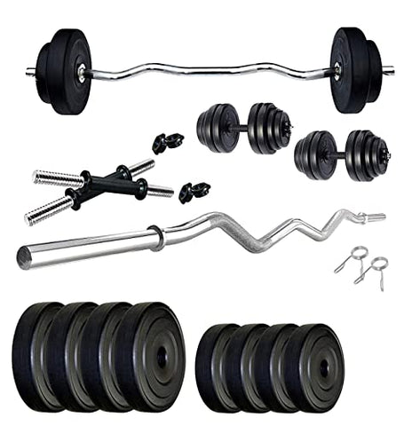 Image of Protoner Home Gym 20 kgs, 2 kg x 4 Plates 3 kg x 4 Plates, 1 x 3 feet bar,2 x Dumbbell rods