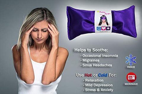 Image of Happy Wraps Lavender Eye Pillow - Weighted Hot Cold Aromatherapy Lavender Eye Pillows for Yoga Sleeping Migraines Pain Stress Relief - Gifts for Christmas, Employees, Women - Free Eye Mask - Teal
