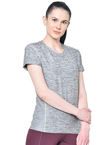 Image of CHKOKKO Round Neck Half Sleeve Yoga Sports Dryfit Active Wear Gym Tshirt for Women Grey XL