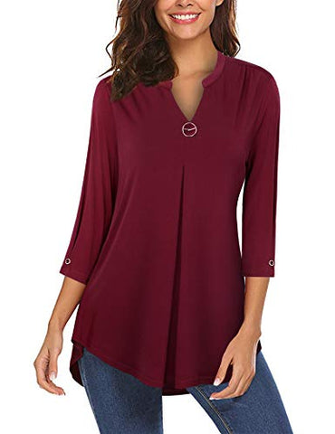Image of VALOLIA Workout Shirts for Women, Moisture Wicking Quick Dry Active Athletic Women's Gym Performance T Shirts(Red Small)