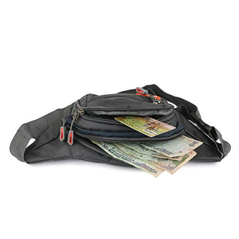 Image of xcluma Waist Pack Travel Handy Hiking Zip Pouch Document Money Phone Belt Sport Bag Bum Bag for Men and Women Polyester (Grey)
