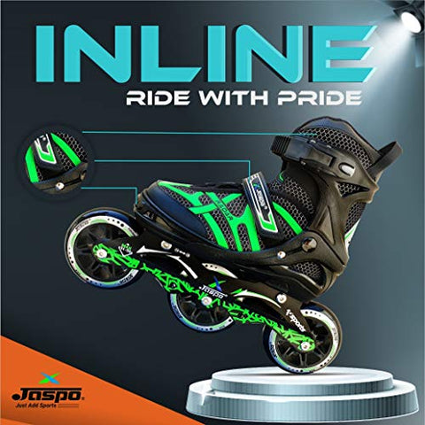 Image of JASPO Radar Adjustable Inline Skates with 100 MM PU Wheel (Medium (35-38), Green)