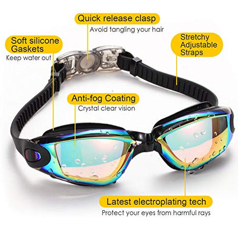 Image of Yizerel Swim Goggles, 2 Pack Swimming Goggles for Adult Men Women Youth Kids Child, No Leaking Anti Fog UV 400 Protection Waterproof 180 Degree Clear Vision Triathlon Pool Goggles