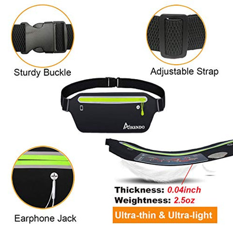 Image of AIKENDO Slim Running Belt Fanny Pack,Fitness Waist Pouch Bag Exercis Gym Waist Pack,Jogging Belt Runners for iPhone XS Max XR 8 7 plus Samsung Note,Workout Running Accessories Phone Holder for Running