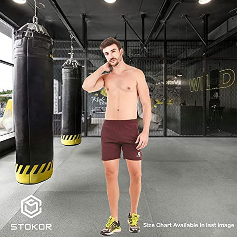 Image of STOKOR Athleisure Men's Regular Fit Sports Shorts | Quick Dry Technology | (Large, Wine)