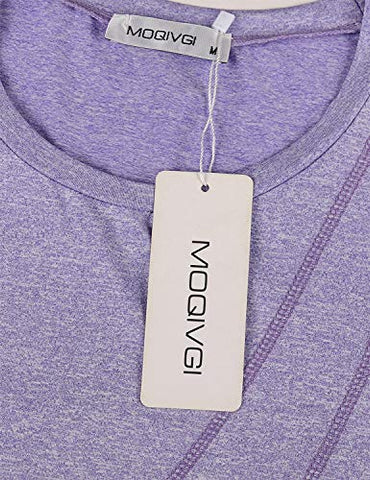 Image of MOQIVGI Yoga Tops for Women Short Sleeve,Fashion 2020 Plain Gym Tunics Ladies Casual Summer Crew Neck Moisture Wicking Quick Dry Sport Workout T Shirts Purple Medium