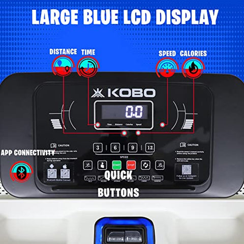 Image of Kobo TM-215 Stainless-Steel 2.5 HP - 5 HP Peak DC Motorised Treadmill for Home Use with Bluetooth Connectivity APP, Free Installation Assistance (White)