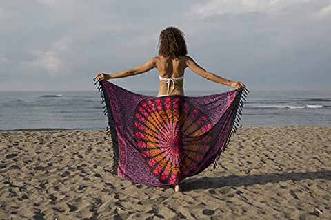 Image of Back From Bali Womens Beach Swimsuit Bikini Cover Up Wrap and Clip Sarong Peacock Gaza Red