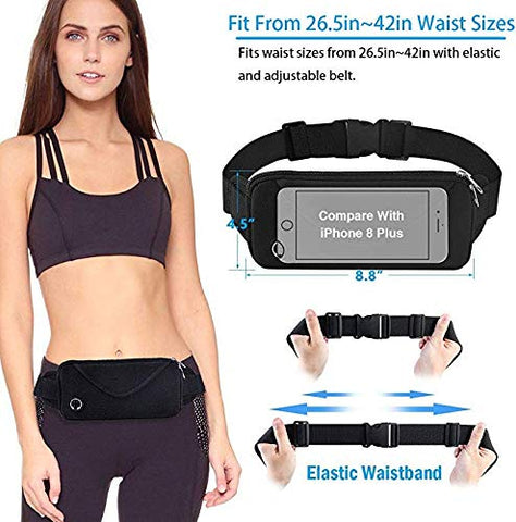 Image of Y&R Direct Running Belt, Bounce Free Pouch Bag, Fanny Pack Workout Belt Sports Waist Pack Belt Pouch for Apple iPhone XR XS 8 X 7+ Samsung Note Galaxy in Running Walking Cycling Gym-05BK (Purple-01)
