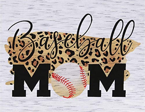 Baseball Mom Shirt Womens Leopard Baseball Graphic Tee Funny Short Sleeve Mom Tshirt Tops White