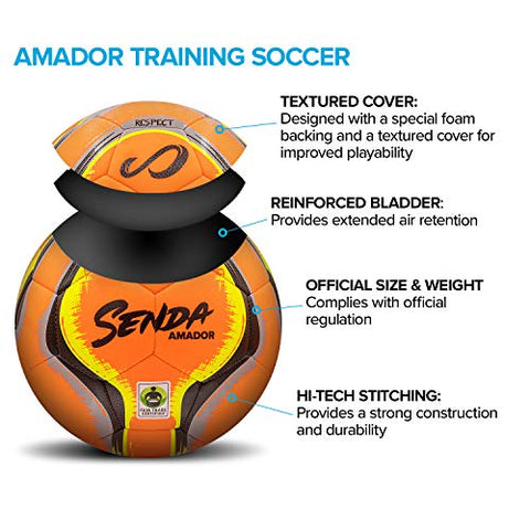 Image of Senda Amador Training Soccer Ball, Fair Trade Certified, Yellow/Light Blue, Size 4 (Ages 8-12)