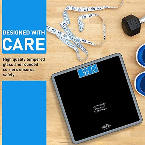 Image of Hoffen (India) Digital Electronic LCD Personal Health Body Fitness Weighing Scale (Black) with 2 Years Warranty