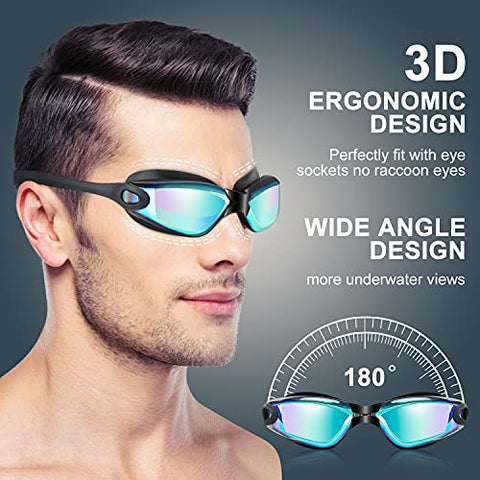Image of COOLOO Swim Goggles Men, 2 Pack Swimming Goggles for Women Kids Adult Anti-Fog Fathers Day Gifts for Dad, Purple & Gray