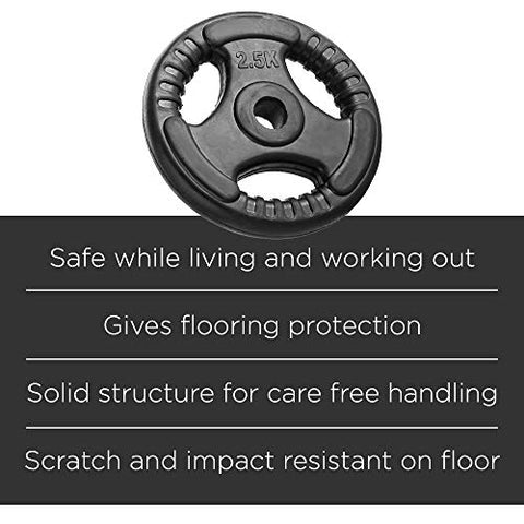 Image of FITNESS WORLD Steel Rubber Plates Pair for Home and Gym Fitness Workout - 30mm (2.5kg, Black)