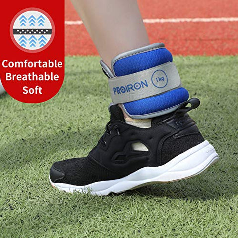 Image of PROIRON Ankle Weights Wrist Leg Weights for Women Men 1kg in Pair Reflective Ankle Weight Set for Fitness Exercise Jogging Aerobics