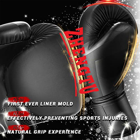 Image of ZTTY Boxing Gloves PU Leather Kickboxing Muay Thai Punching Bag Mitts MMA Pro Grade Sparring Training Fight Gloves for Men & Women