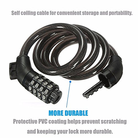Image of Wintech Combination Lock With Mounting Cycle Holder (Black, Coated Finish)