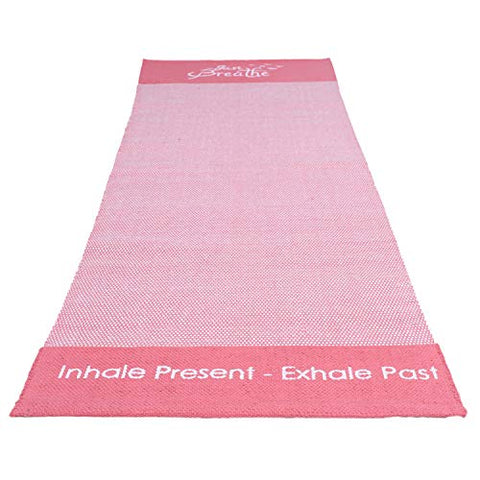Image of Arka Just Breathe Natural Handmade Cotton Yoga Exercise Mat for Men & Women. (Pink) Dimensions- 72 X 24 Inch,4 mm Thick