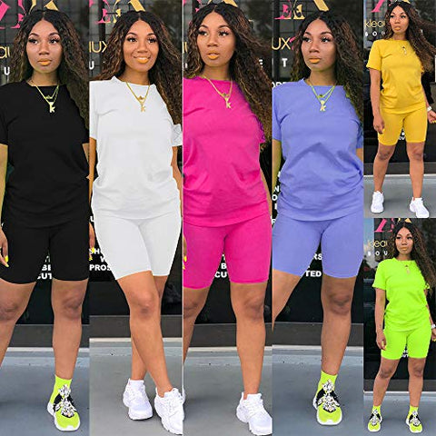 Image of 2 Piece Short Sets for Women - Casual Lightweight Sport Outfits Sportswear Set Activewear