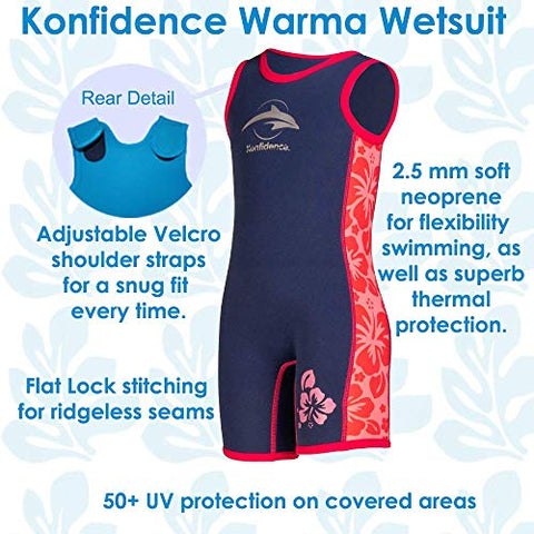 Image of Konfidence Warma Wetsuit - Navy/Pink/Hibiscus (2-3 Years)