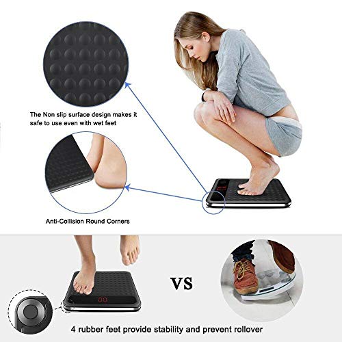 MEDITIVE Digital Human Weight Scale, Anti-Slip Fiber Body Weighing Machine 180 Kg (Black)