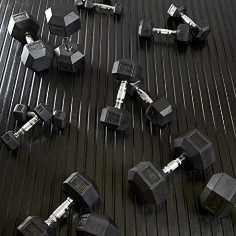 Image of BK Sports Hexagonal 10kg Rubber Coated Fixed Dumbbell Single Piece for Home and Commercial Use Fitness and Exercise, Black