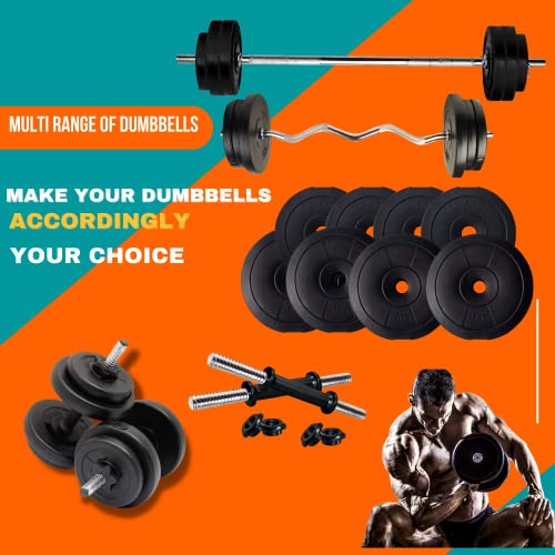 HASHTAG FITNESS Multipurpose 20 in 1 Bench with 20kg to 80kg Gym Set for Home Workout (50kg), Incline