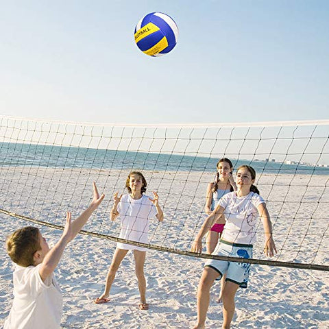 Image of YANYODO Official Size 5 Volleyball, Soft Indoor Outdoor Volleyball for Game Gym Training Beach Play,Yellow/White/Blue Yellow Print