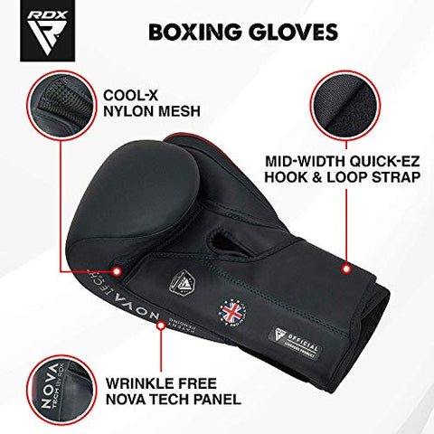 Image of RDX Boxing Gloves for Training & Muay Thai | Kalix Skin Combat Leather Mitts for Sparring, Kickboxing, Fighting | Great for Heavy Punch Bag, Double End Speed Ball & Focus Pads Punching