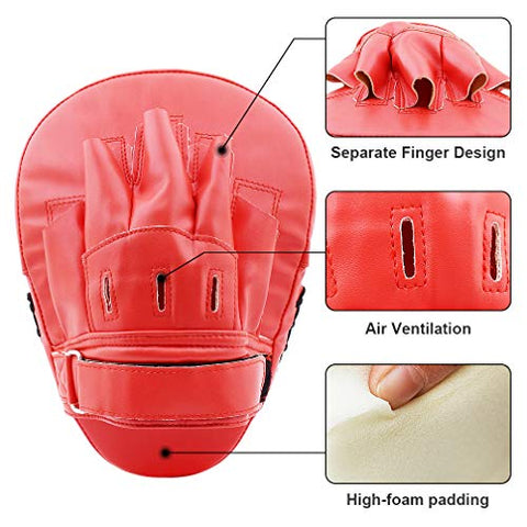 Image of TLBTEK 2PCS Red Curved Punching Mitts Boxing Pads Hand Target Boxing Pads Gloves Training Focus Pads Kickboxing Muay Thai MMA Martial Art UFC Punch Mitts for Kids,Men & Women