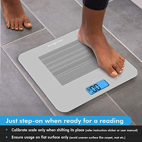 Image of HealthSense Dura-Glass PS 115 Digital Personal Body Weighing Scale, Best Electronic Bathroom Scales & Weight Machine for Home & Human Balance with Room Temperature Indicator, 1 Year Warranty & Batteries Included (Milky White)