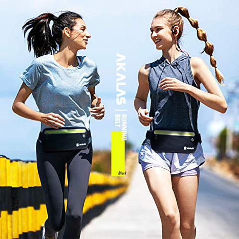 Image of Akalas Ultra Slim Running Belt Waist Pack, No-Bounce Lightweight Fanny Pack, Water Resistant Runner Waist Bag, Adjustable Running Pouch for Gym Workouts, Travel & Outdoor Activities