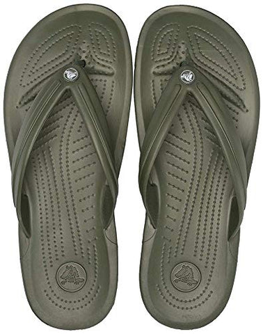 Image of crocs Boy's Army Green/White Flop-7 Men/ 9 Women M US (Crocband Flip)