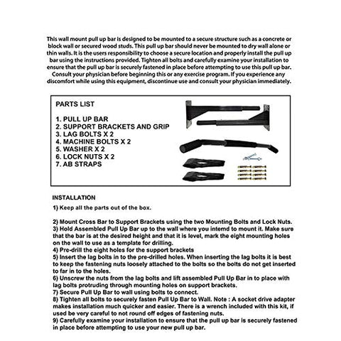 Image of Protoner Wall Mounting Chin Up Bar and Ab Strap Combo