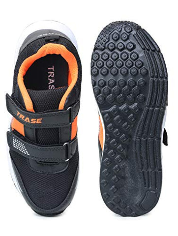 Image of TRASE Boys Black Orange Running Shoes - 11 UK (Kids)