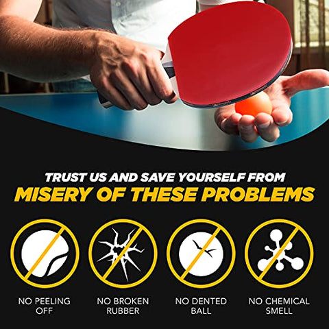 Image of AQamerZ Complete Ping Pong Paddle Set - Portable Table Tennis Kit with Retractable Net, 4 x Ping Pong Paddles, 8 Balls, 4 x Sweat Bands, Carry Case - Tabletop Pingpong Racket Equipment and Accessories