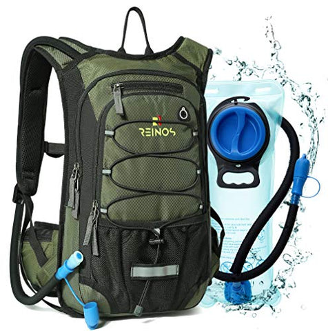 Image of REINOS Hydration Backpack with 2L Bladder for Men & Women, Daypack with Thermal Insulation | Great for Hiking, Running, Cycling, Camping, Skiing, Outdoor Activities