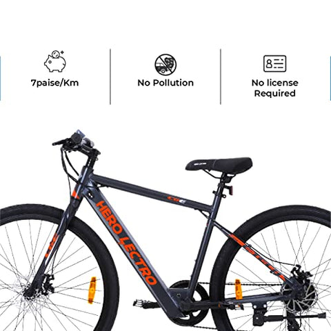 Image of Lectro Unisex-Adult Hero C6E 700C 7S Electric Cycle with 6061 Alloy Frame (Black)
