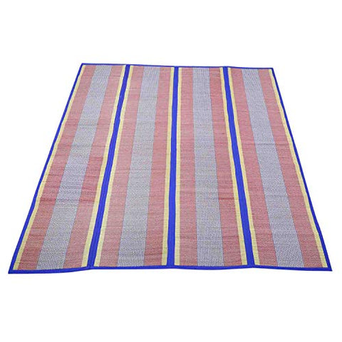 Image of MONTISA® Chatai Mat, Madur Mat, Madurkathi Mat/Korai Mat/Rivergrass Mat/Seagrass Mat Portable Eco-Friendly 4 Fold Handmade Organic Mat 6ft X 6.8ft, (T3-45)