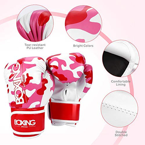 Image of Kids Boxing Gloves, Boxing Gloves for Children 5-12 Youth Boys Girls Toddler PU Cartoon Sparring Training Boxing Gloves for Punching Bag, Kickboxing, Muay Thai, MMA (Red)
