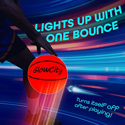 Image of GlowCity LED Light-Up Basketball – Size 6, 28.5-inch, Official Size Women’s Basketball, Good for Pre-Teens Too – Impact Activated Glow-in-The-Dark, Nylon Wound Durability, Batteries Included