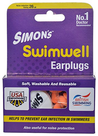 Image of Simon's Swimwell Reusable Silicone Earplugs (2 Pairs, Orange)