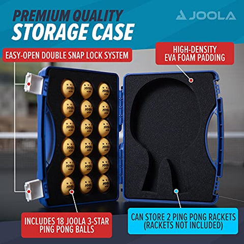 Image of Joola Table Tennis Tour Case With 18 40mm Three Star Competition Balls, Blue